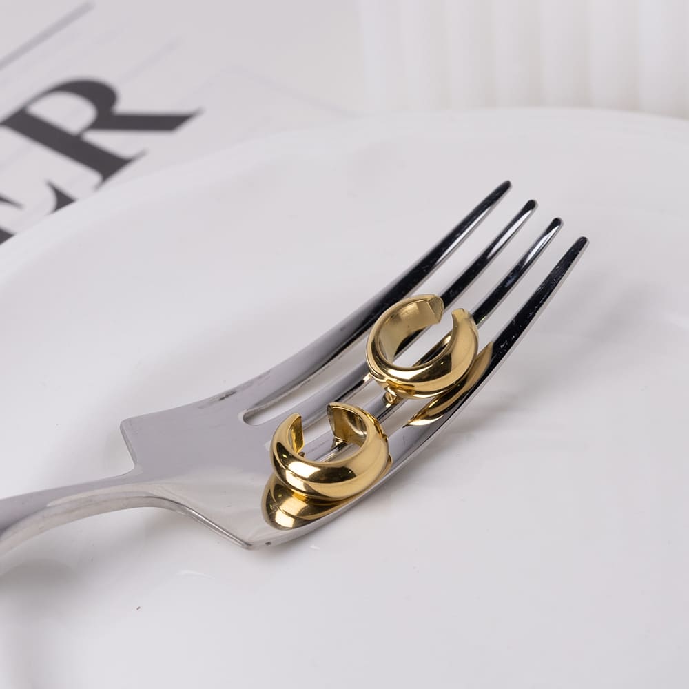 Cubic Zirconia Hoop Earrings Ear Cuff Set