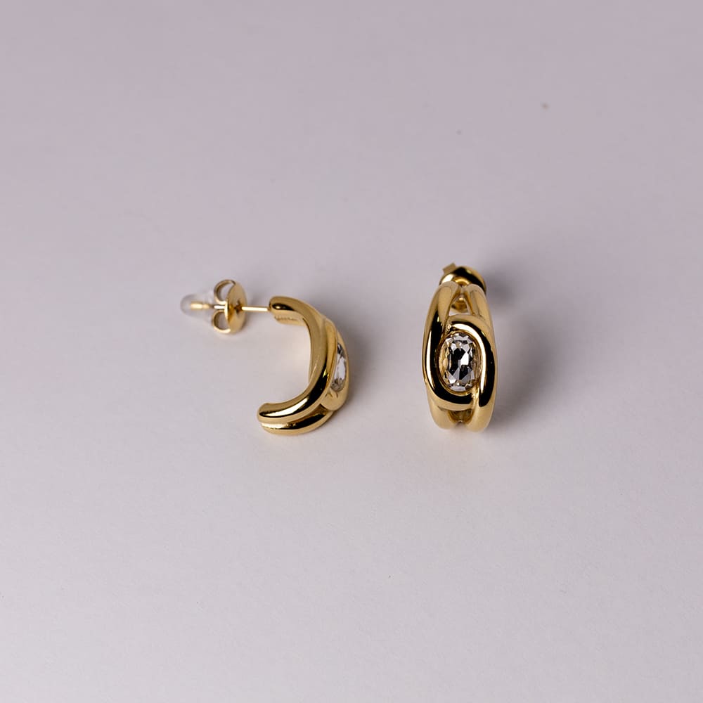 Cubic Zirconia Hoop Earrings Ear Cuff Set