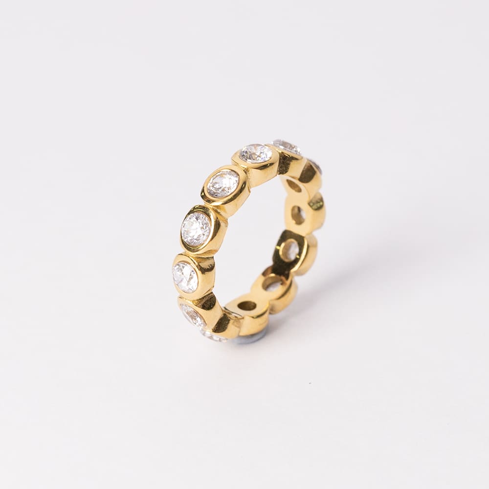 Elegant Cubic Zirconia Ring in 18K Gold Plated Stainless Steel