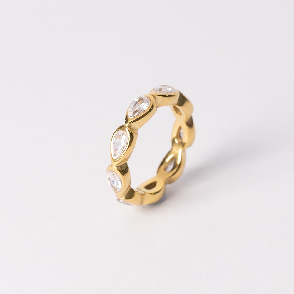 Elegant Cubic Zirconia Ring in 18K Gold Plated Stainless Steel