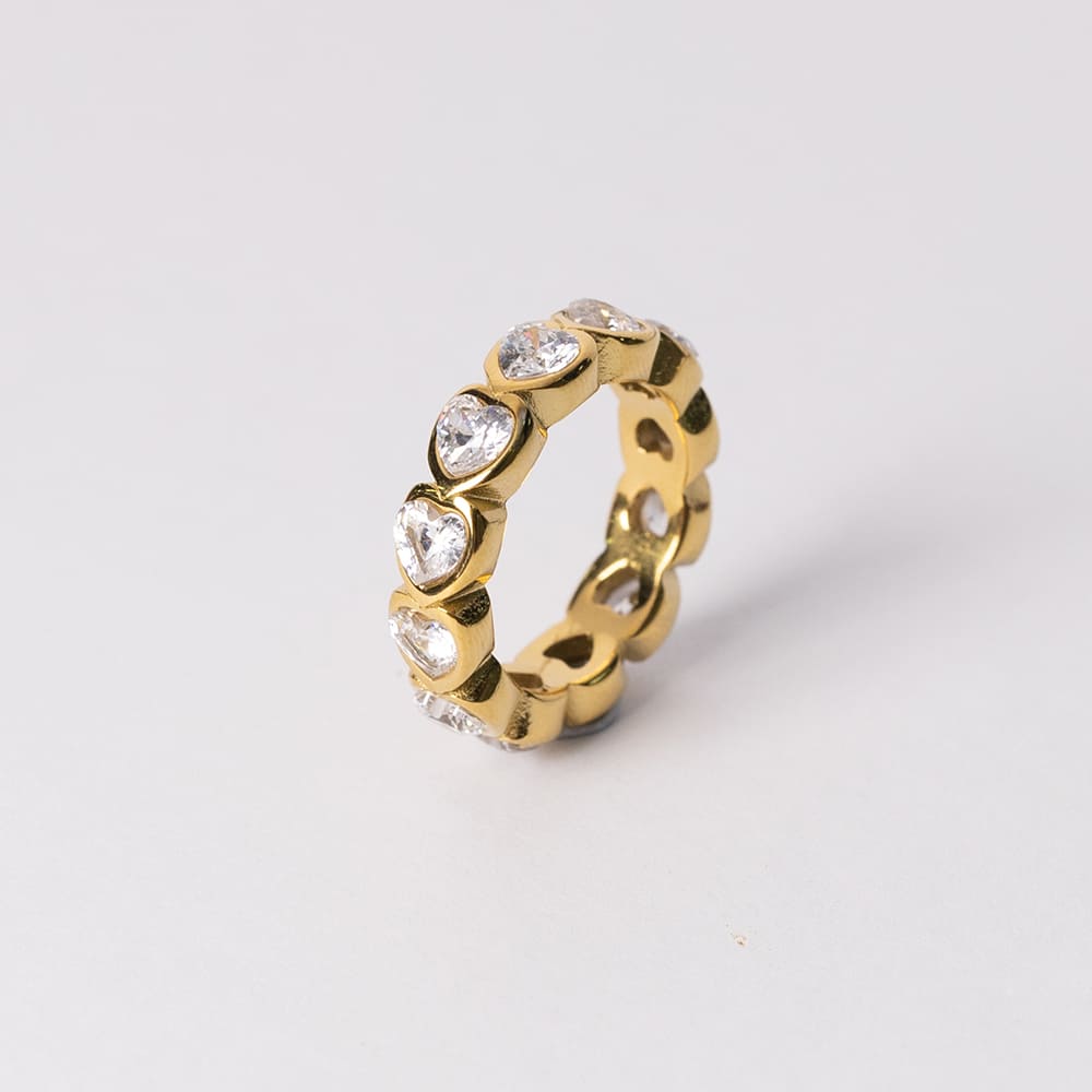 Elegant Cubic Zirconia Ring in 18K Gold Plated Stainless Steel