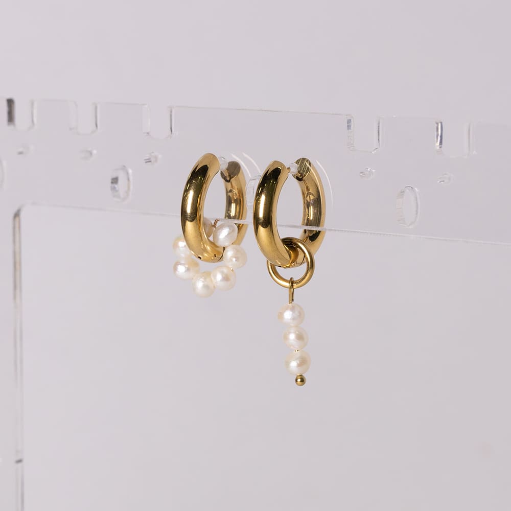 Freshwater Pearl Drop Hoop Earrings