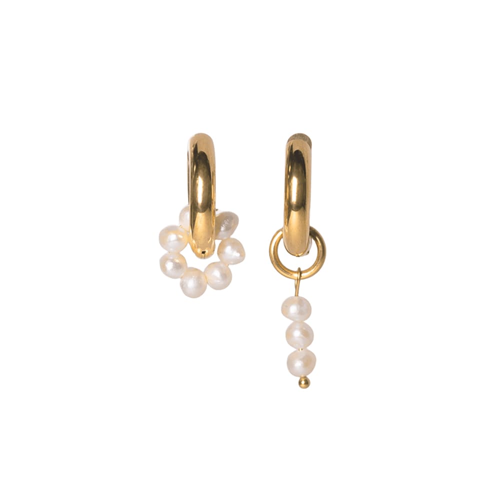 Freshwater Pearl Drop Hoop Earrings