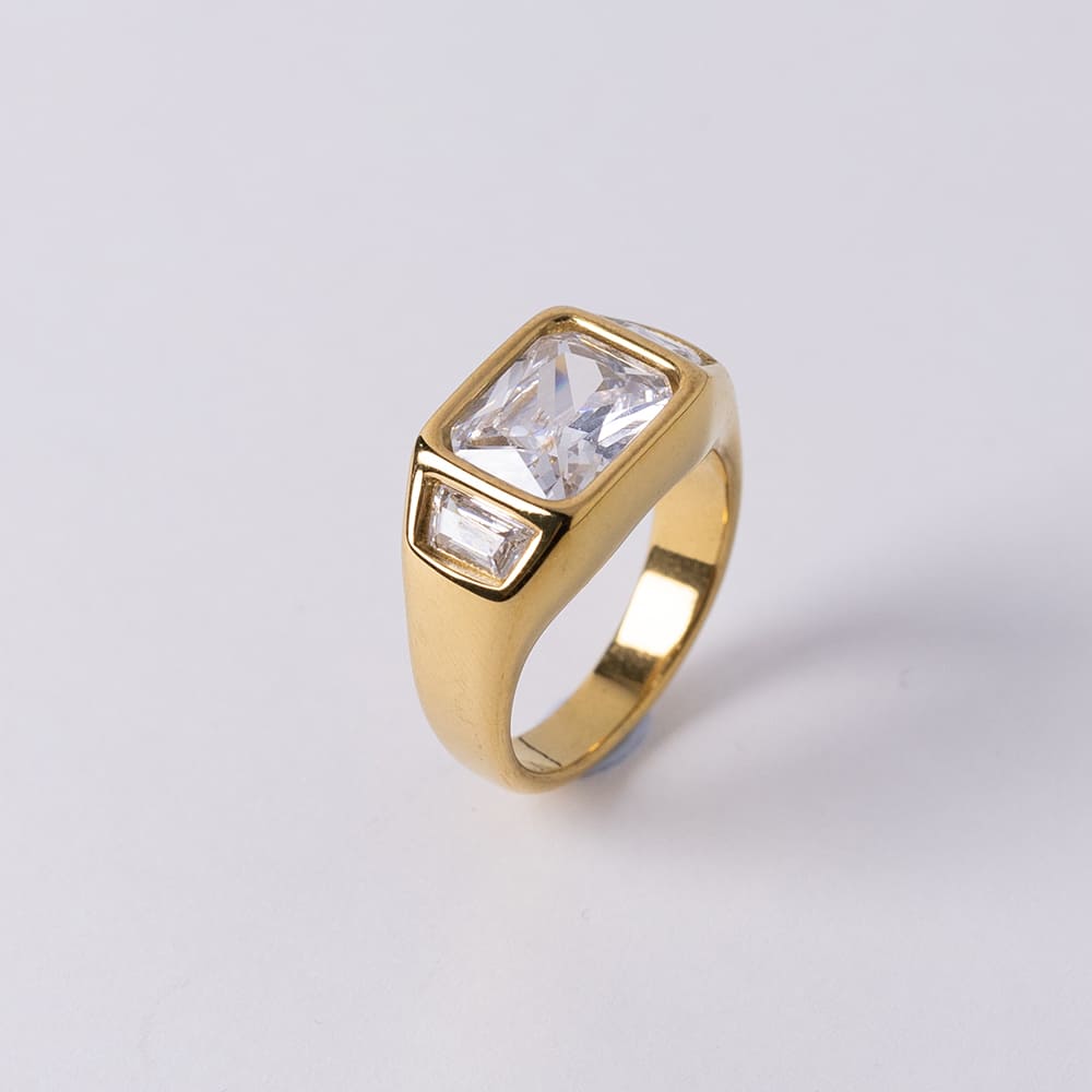Shining Geometric Cubic Zirconia Ring