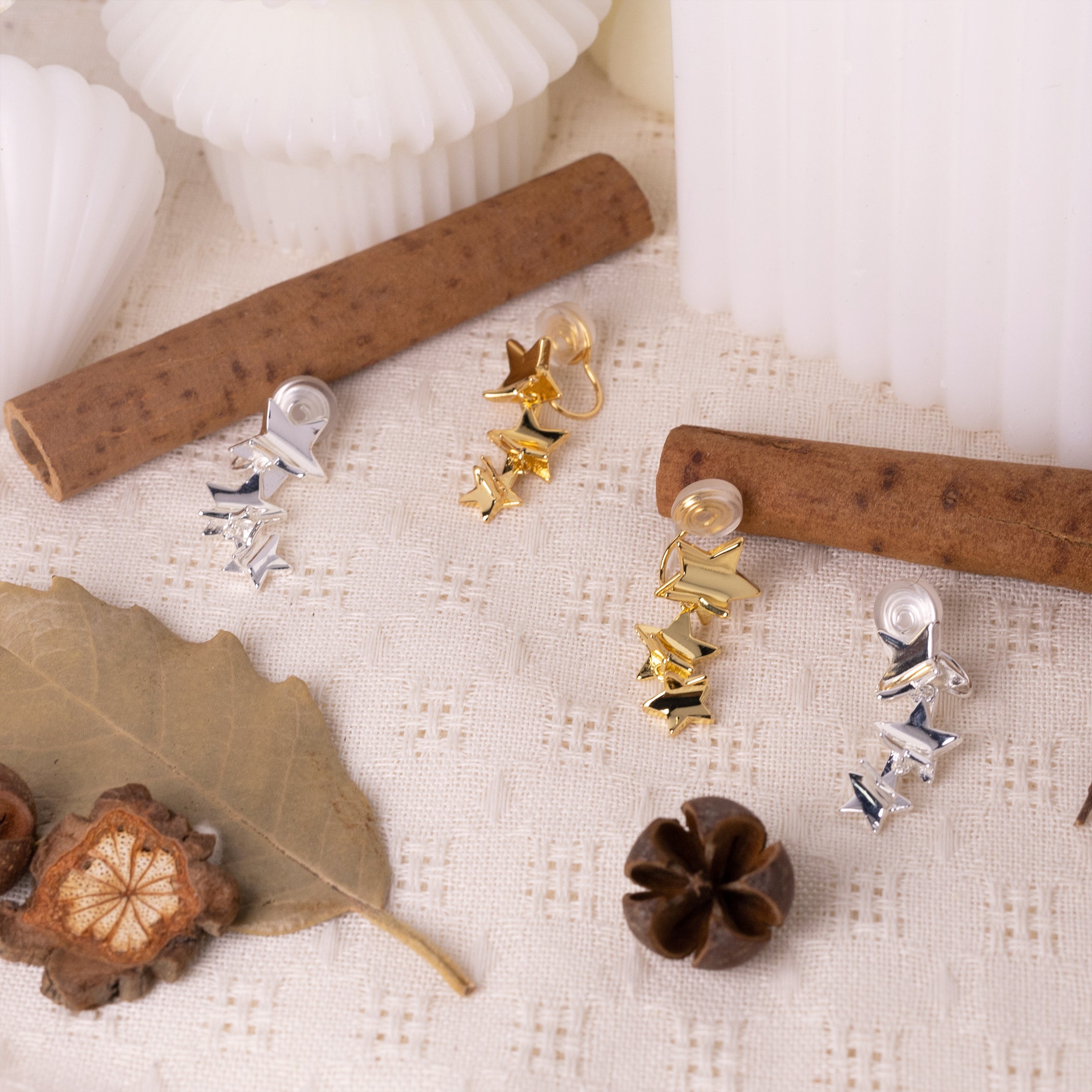 No-Piercing Layered Star Clip-On Earrings