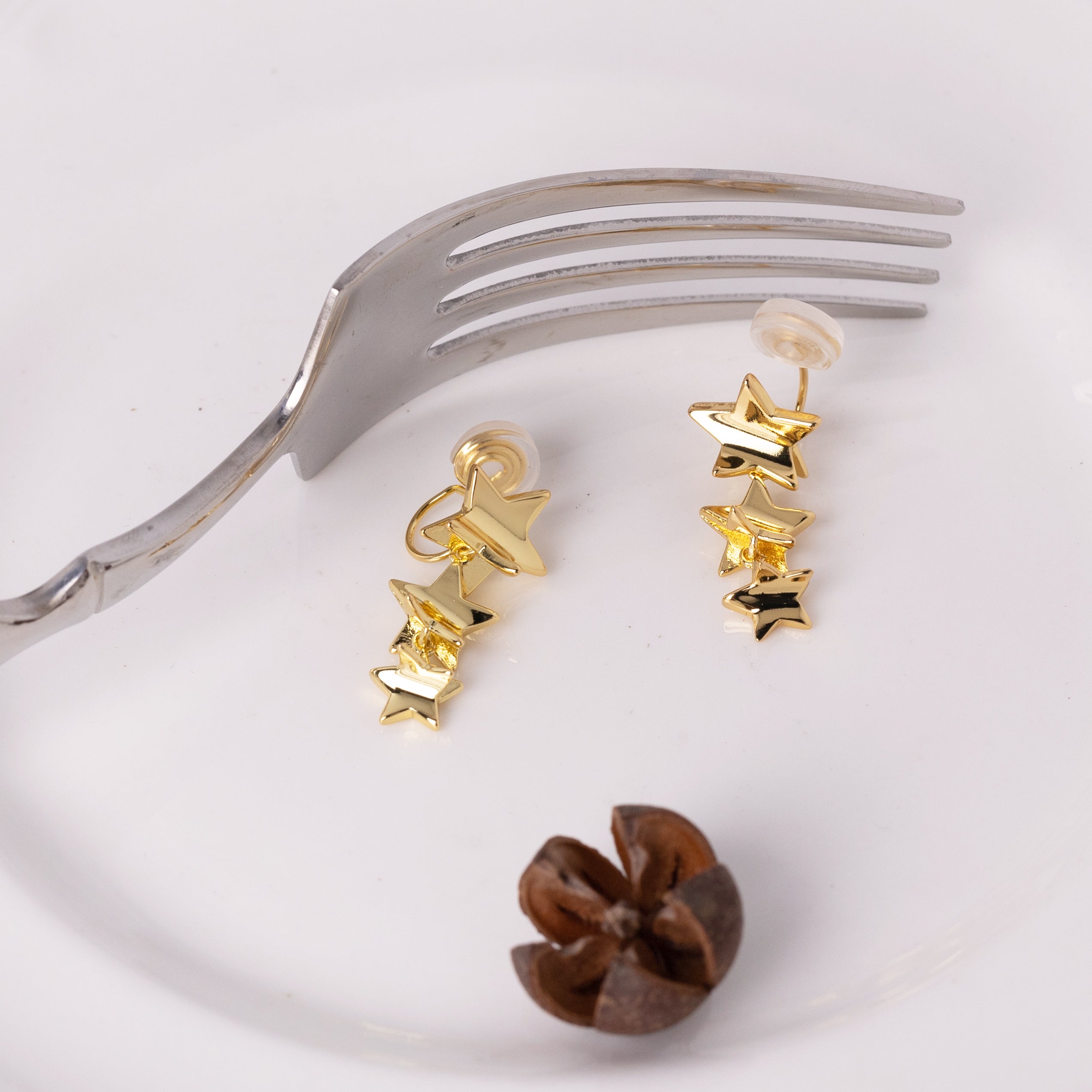 No-Piercing Layered Star Clip-On Earrings