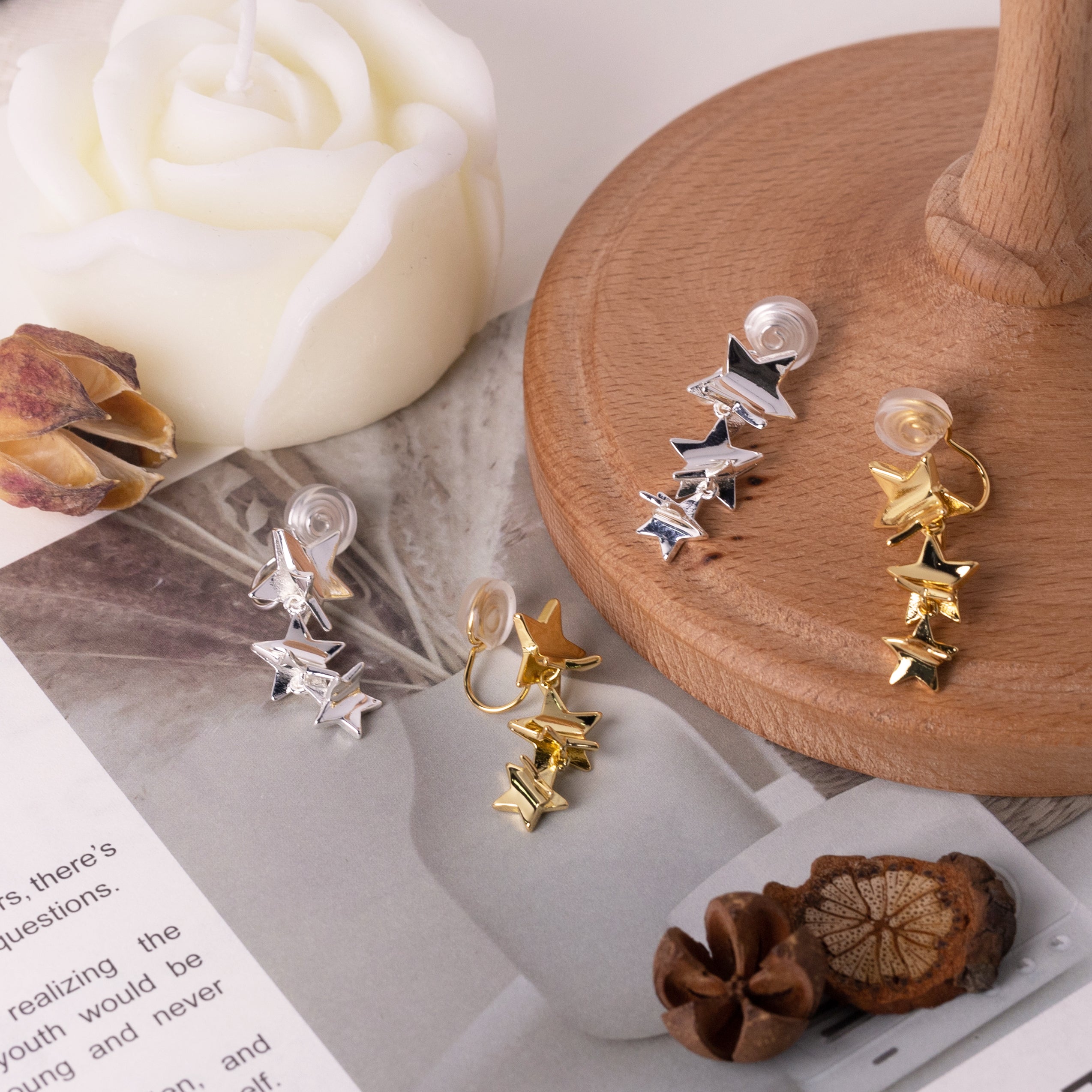 No-Piercing Layered Star Clip-On Earrings