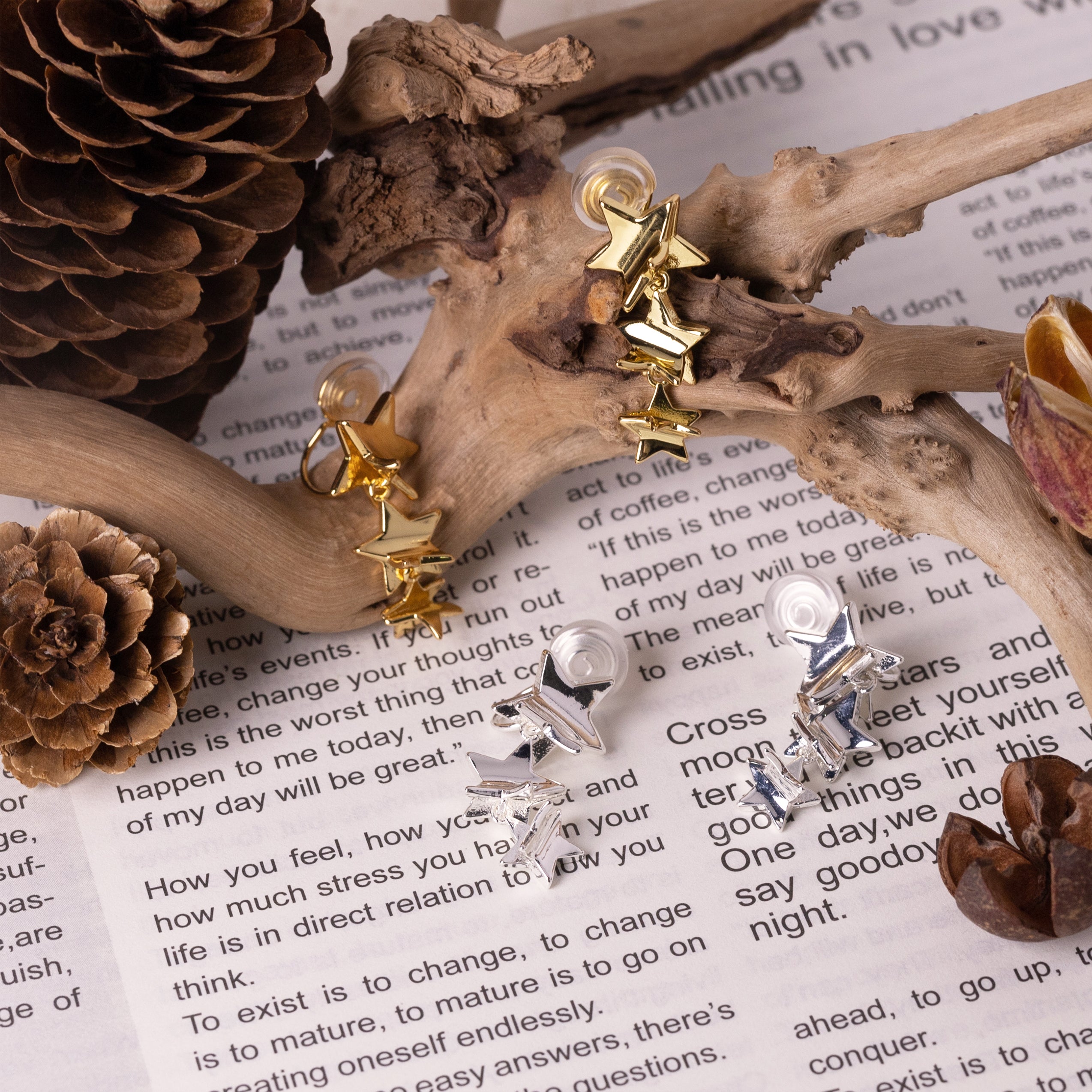 No-Piercing Layered Star Clip-On Earrings