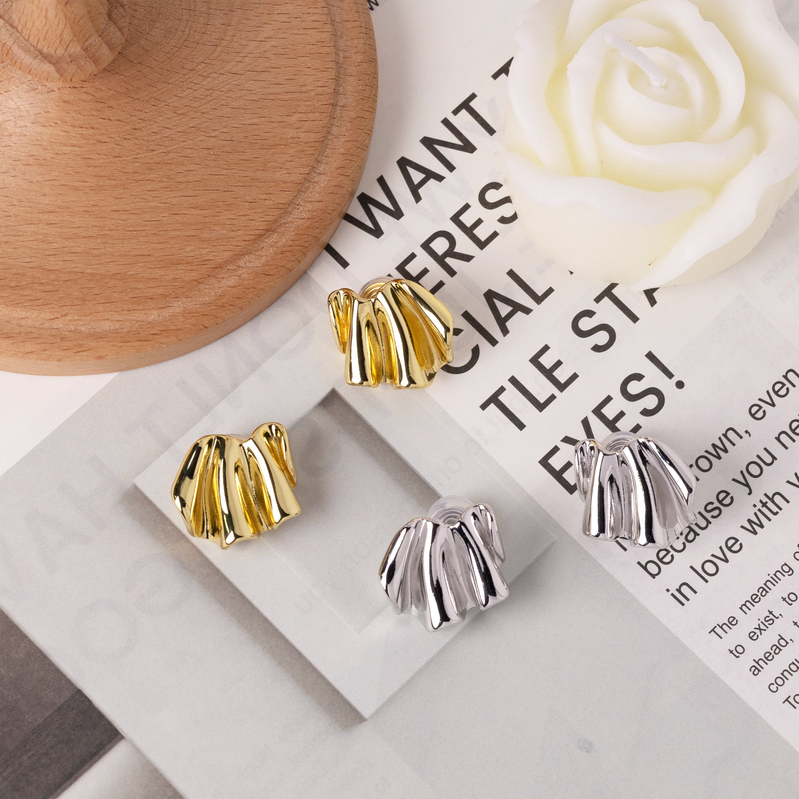 No-Piercing Water Ripple Clip-On Earrings