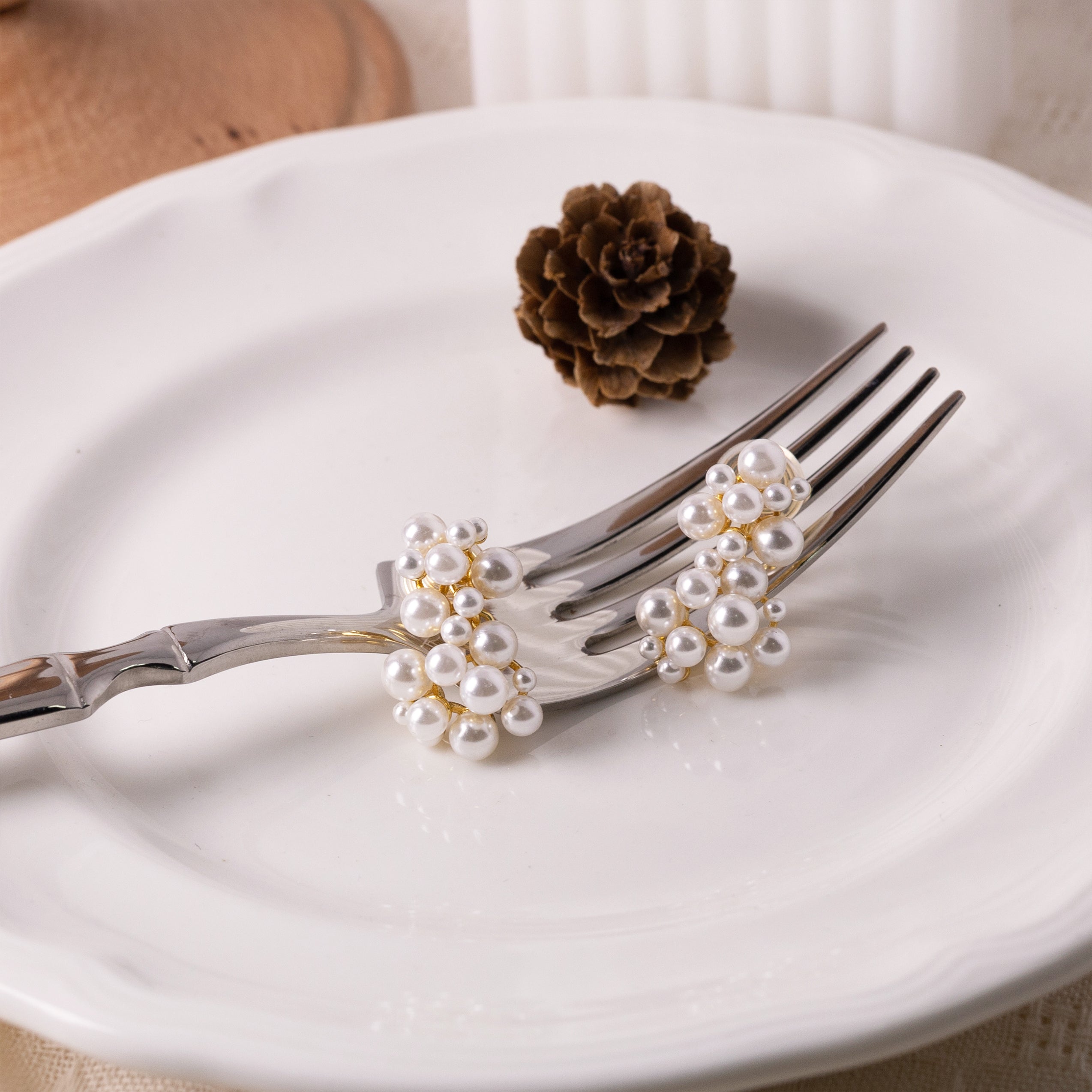 No-Piercing Pearl Cluster Clip-On Earrings – Lightweight Coil Design