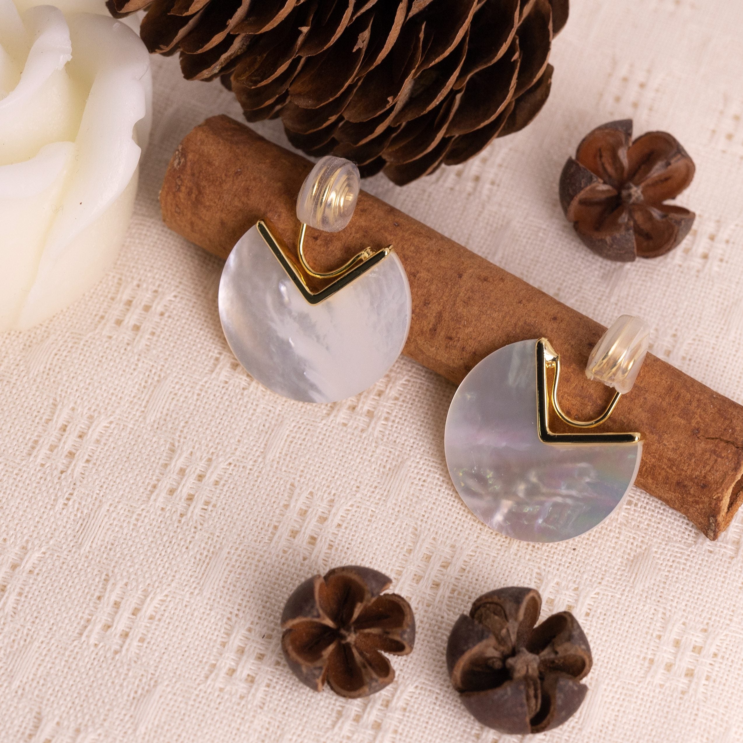 Natural Shell Clip On Earrings | Lightweight & No Piercing