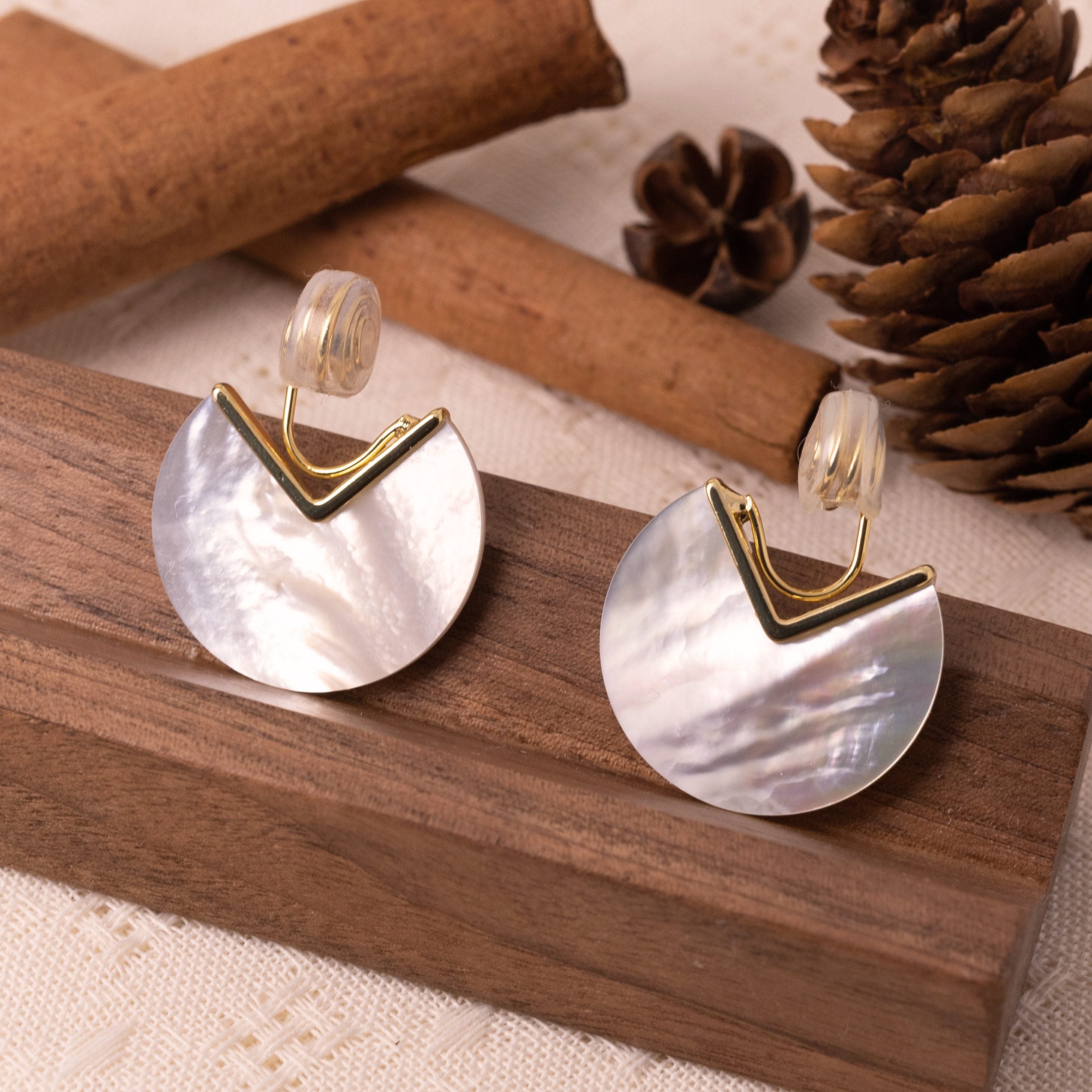 Natural Shell Clip On Earrings | Lightweight & No Piercing