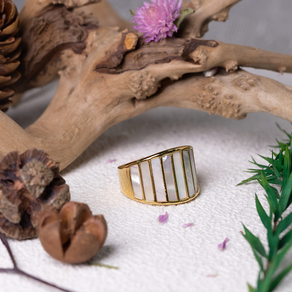 Chunky 18K Gold Stainless Steel Shell Ring