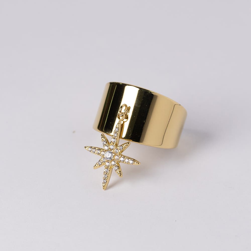 Luxury Zircon Star Stainless Steel Ring