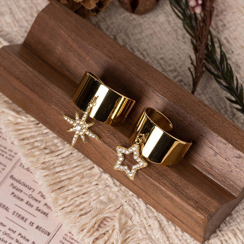 Luxury Zircon Star Stainless Steel Ring