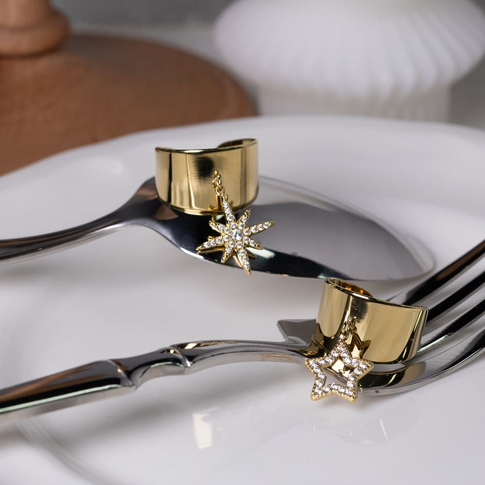 Luxury Zircon Star Stainless Steel Ring