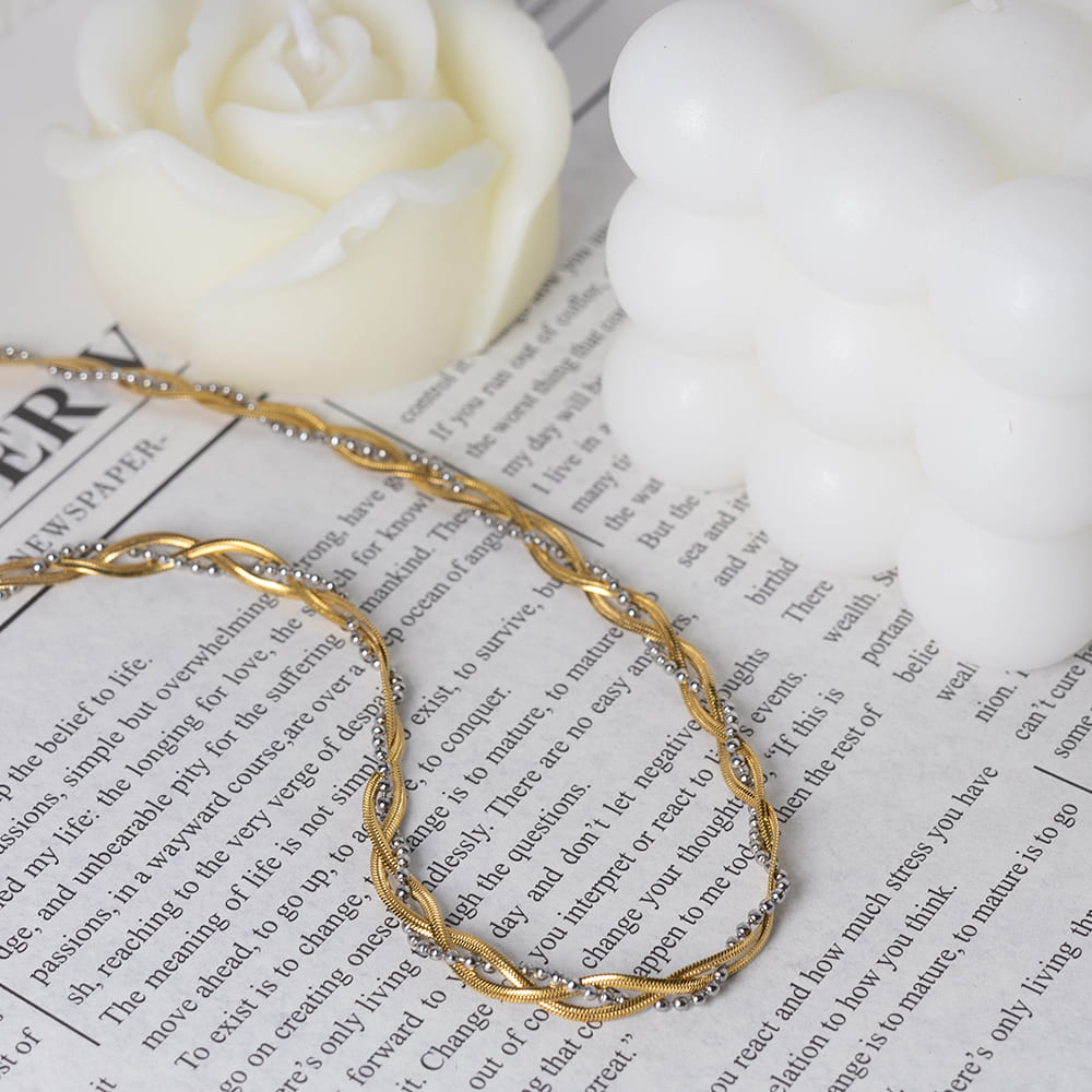 Twisted Three Layer Snake Chain Necklace
