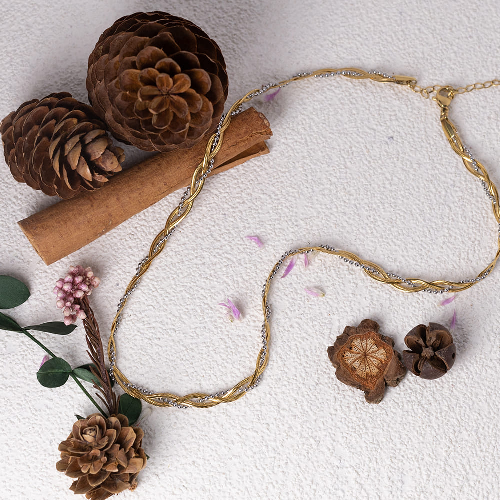 Twisted Three Layer Snake Chain Necklace