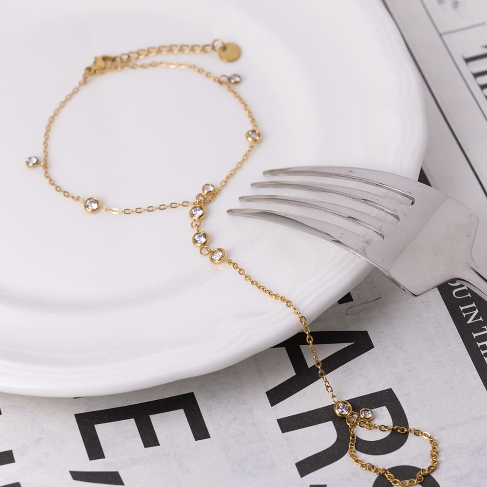 Adjustable Zircon Finger Bracelet