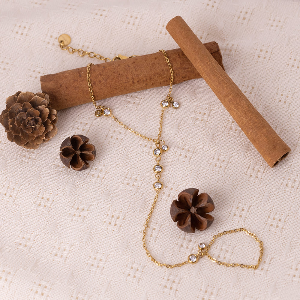 Adjustable Zircon Finger Bracelet