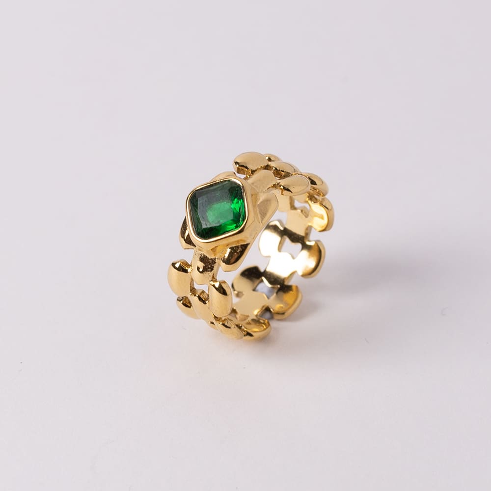 Vintage Emerald Zircon Square Watch Ring