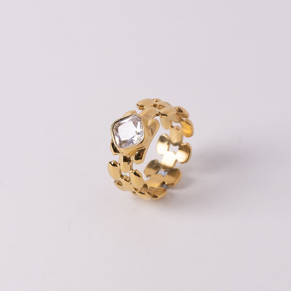 Vintage Emerald Zircon Square Watch Ring